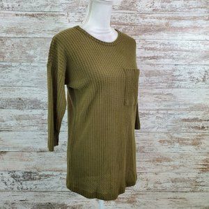 Bobeau Green Waffle Knit Sweater, Size S